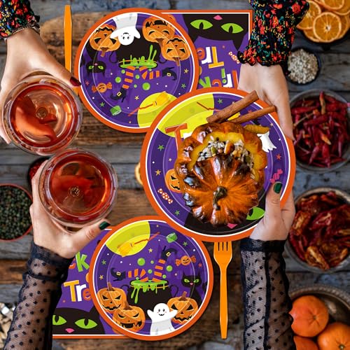Halloween Disposable Dinnerware Set - 96 Pcs Plates, Napkins & Utensils - Variation: Halloween