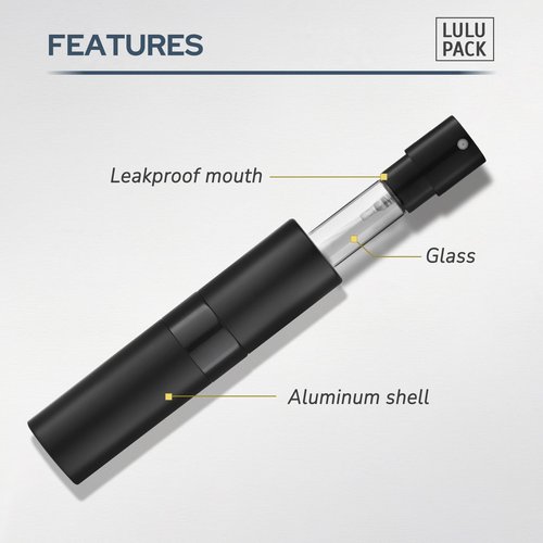 Lulupack Travel Perfume Bottle Refillable - Cologne Spray Atomizer Mini - Small Travel Size Empty Sprayer for Refill Sample Container - Portable Fragrance Decant Dispenser for Women Men 5ml 6PCS Black