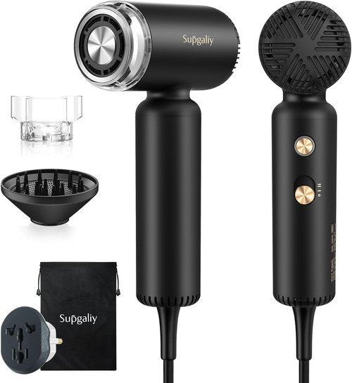 Skiennix Dual Voltage Travel Hair Dryer - Mini High-Speed Ionic Blow Dryer | Lightweight & Portable, Black