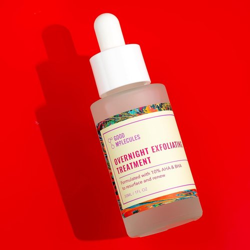 Good Molecules Overnight Exfoliating Treatment Pack 2 – 1 fl oz / 30 ml Each | Lightweight Face Exfoliator with AHA & BHA, Glycolic & Salicylic Acid