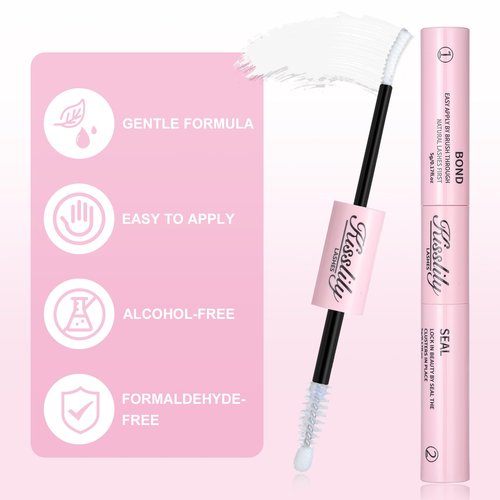 Kisslily Lash Cluster Glue Waterproof Bond and Seal Lash Glue Long Lasting Eyelash Glue Strong Hold Bond and Seal 2-in-1 Adhesive for Home Work Party Use (1, White)