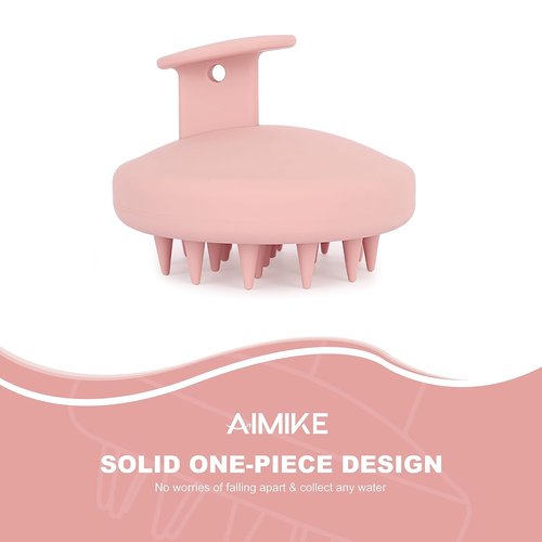 AIMIKE Scalp Massager Shampoo Brush - Soft Silicone Hair Scrubber for Dandruff Removal & Growth - Pink