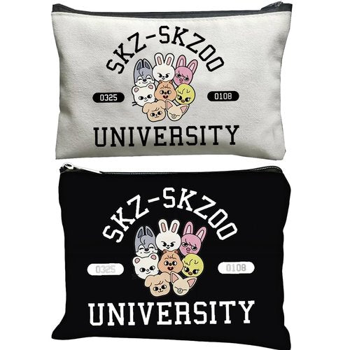 MONNYCAR Stay Fandom University Makeup Bag - SKZ K-POP Group Gift for Fans - STAY Character Cosmetic Bag - K-POP Fans Gift - Double-sided Printing (2PCS)