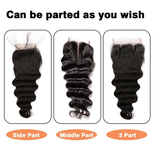 Sent Hair Remy Human Hair 4x4 Loose Deep Wave Lace Closure Human Virgin Hair Piece Free Part with Baby Hair Natural Color 16"