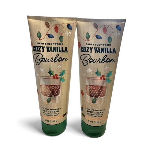 Bath and Body Works Cozy Vanilla Bourbon Body Cream, 8 oz, Pack of 2