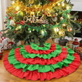 48 Inch Red and Green Ruffle Tree Skirt - Large Fluffy 6-Layer Christmas Decor