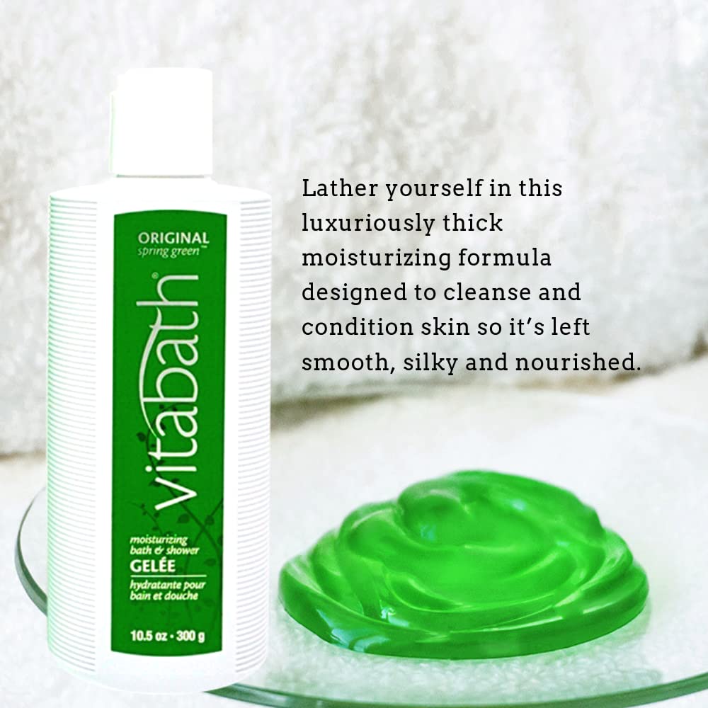 Vitabath Original Spring Green Bath & Shower Gel - Hydrating Botanical Body Cleanser, 10.5 oz