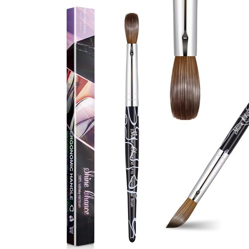 Kolinsky | Acrylic Nail Art Brush Size 10 - 100% Pure Hair for Professional Manicure & DIY Salon, Black