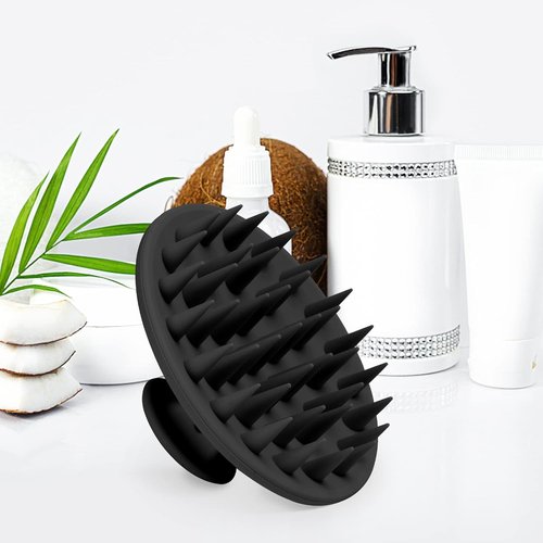 Meartchy Silicone Scalp Massager - Hair Growth & Dandruff Removal Brush | Soft Bristles for Wet/Dry Care (Black)