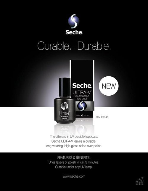 Seche Ultra-V UV Gel Top Coat Nail Polish - Quick-Dry Clear Gel for Salon & At-Home Use | 0.5 fl oz