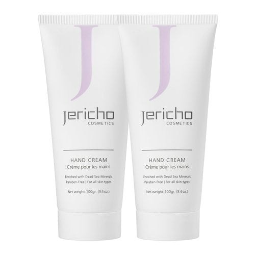 Jericho Cosmetics Hand Cream – Moisturizing & Nourishing with Aloe, Olive Oil & Dead Sea Salts – Hydrating Formula with Witch Hazel & Vitamin E – Non-Greasy, 3.4 oz - 2 Pack