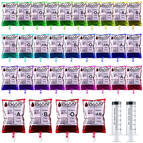 60 Pack Halloween Drink Bags with Syringes - Reusable Party Pouch Set