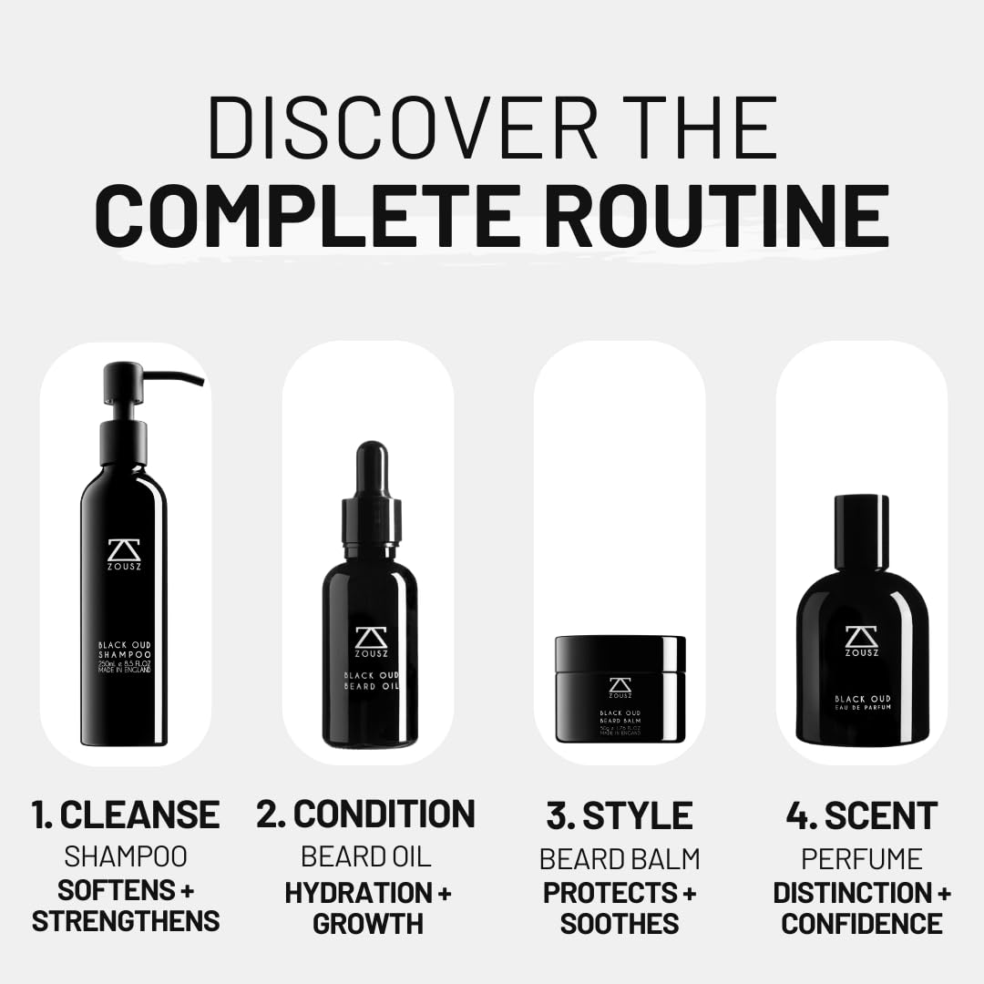 ZOUSZ Black Oud Beard Balm for Men – Luxurious Beard Cream with Shea Butter, Coconut Oil & Rich Cream Texture – Deep Conditioning & Styling – 50g