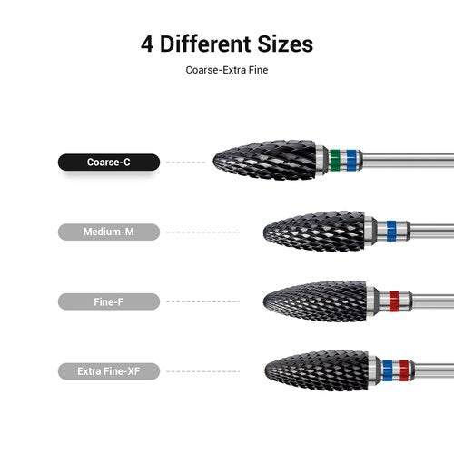 MelodySusie Ceramic Nail Drill Bit, 3/32'' (2.35mm) Professional Acrylic Nail File Flame Drill Bit for Manicure Pedicure Cuticle Gel Nail Polishing, Beginners Bits, Black, Series Bit-S, Coarse