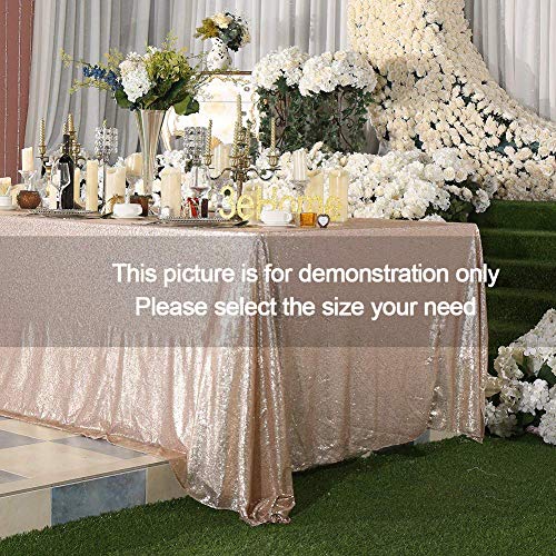 Champagne Sequin Rectangular Tablecloth 90x156 Inch for Wedding Party Holiday