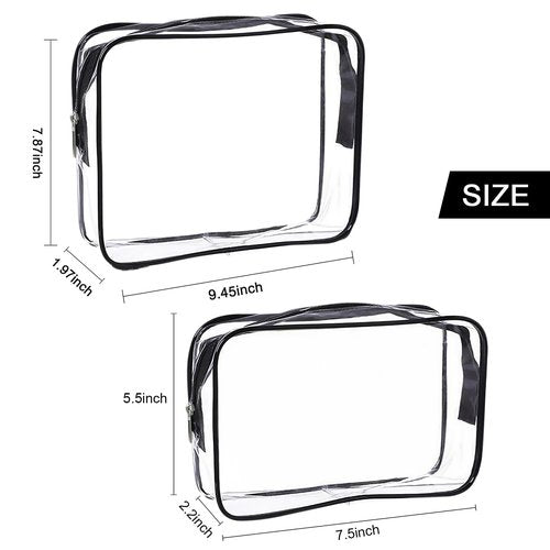 Cosywell Clear Toiletry Bag Quart Size Bag Travel Makeup Cosmetic Bag PVC Toiletries Cosmetic Pouch for Women Men 3PCS (2M+2S)