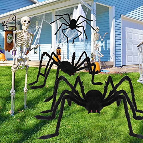Halloween Giant Spider Decorations Outdoor 3 Pack - Realistic Spiders Props