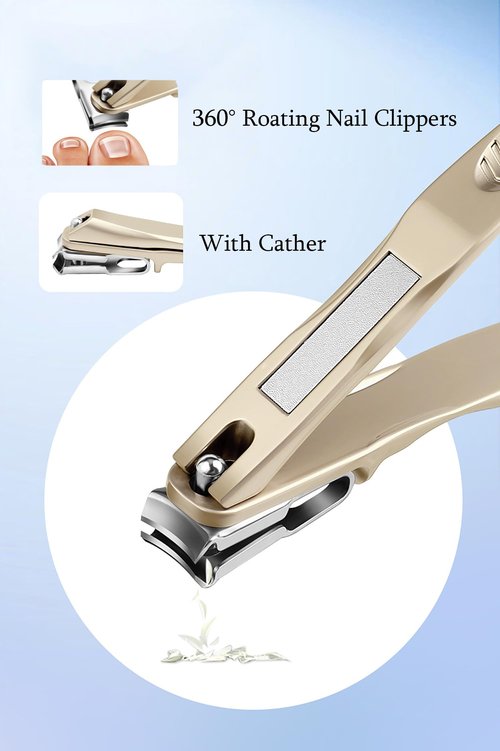 Nail Clippers for Thick Nails, Heavy Duty Toenail Clippers for Seniors Large Wide Jaw Opening and 360° Rotating Nail Clippers (Black)