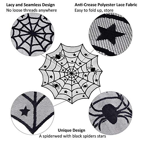 40 Inch Black Lace Spider Web Tablecloth Halloween Party Decor
