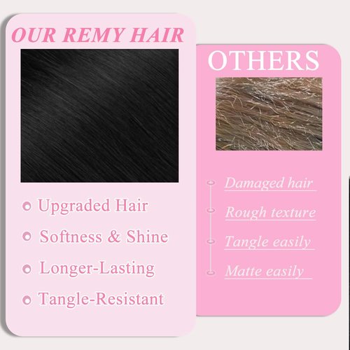 Clip in Hair Extensions, 7Pcs 18 Inch Straight Human Hair Extensions, #1 Jet Black Extensions Real Human Hair, 95g Double Weft Invisible Seamless Real Hair Extensions Clip in Human Hair