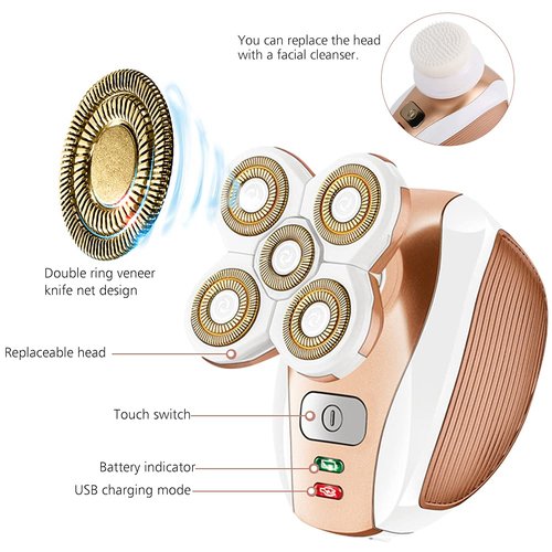 EwaCCen Women's Electric Shaver Replacement Heads : 5 Legs Hair Removal Razor Replacement Heads 4D Floating Heads Replacement Blades for Women