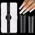 HWHUNO XL Tapered Square Nail Tips No C Curve,500Pcs Clear Medium Half Cover Long Coffin Acrylic Nails Tips Preshaped for Professional Manicure Salon and Home DIY