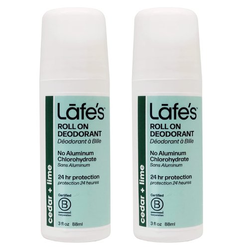 Lafe's Natural Deodorant - Aluminum-Free Cedar & Lime Roll-On | 3oz | 2 Pack