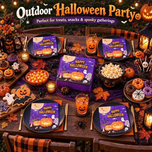 50 Pcs Halloween Rectangular Disposable Napkins 13x13 Inches - Festive Party Tableware