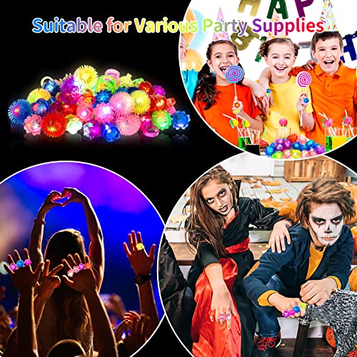 65 Pack Light Up Rings for Kids & Adults - Glow in The Dark Party Favors
