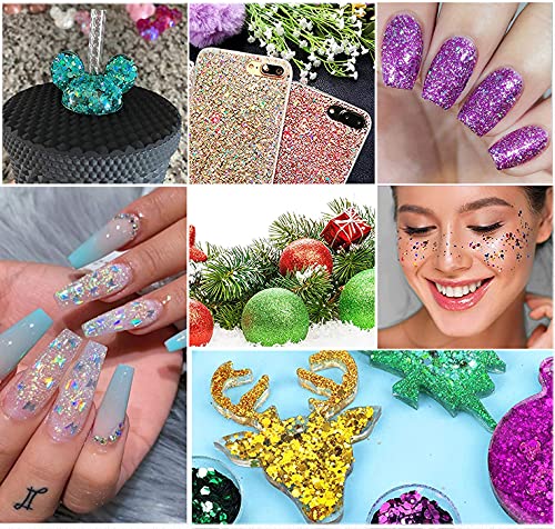 Color Shift Glitters, 10 Colors 150g/5.29oz Polyester Mixed Crafts Chunky Chameleon Glitter for Tumblers, Epoxy Resin, Nail Art, Slime, Body, Cosmetic, Printing