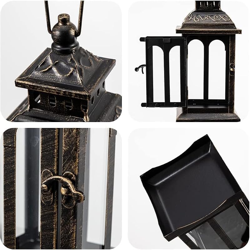 DECORKEY Black Copper Brush Candle Lanterns 2-Pack Indoor Outdoor Home Decor