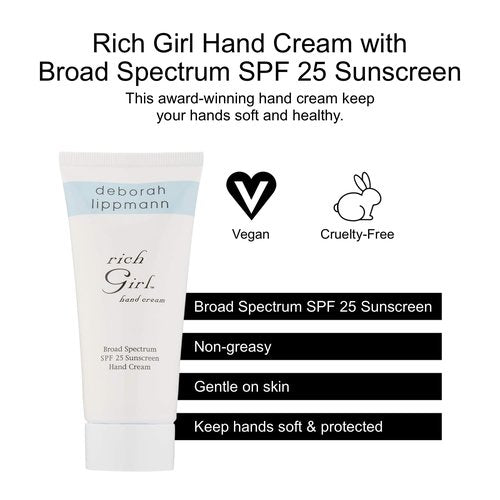 Deborah Lippmann Rich Girl Hand Cream - Moisturizing Lotion with Shea Butter & SPF 25 | 3 Ounce