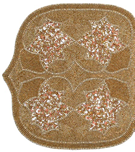 Gold Multi Beaded Table Runner 13x36 Inch - Embroidered Holiday & Wedding Decor