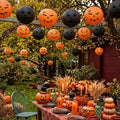 Halloween Paper Lanterns Set - Black and Orange, 18 pcs for Spooky Party Decor