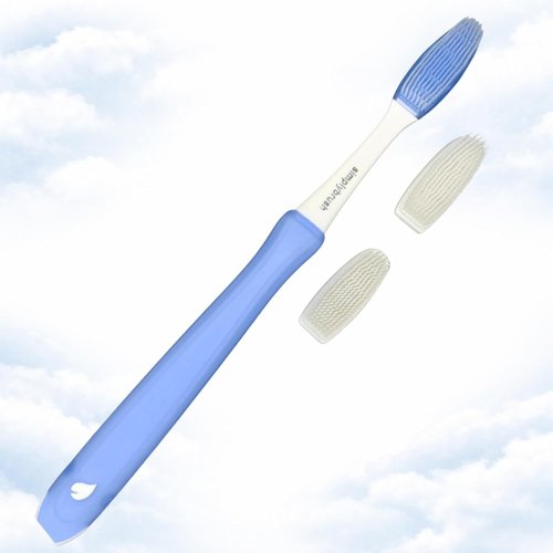 Skiennix Extra Soft Toothbrush for Sensitive Gums - Ultra-Soft TPU Bristles, BPA-Free, 2 Replaceable Heads & Travel Covers