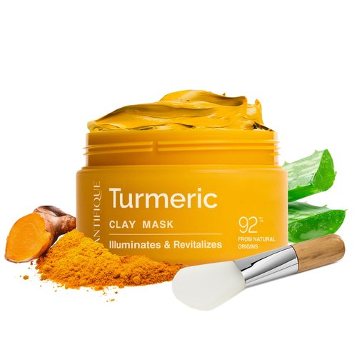 PLANTIFIQUE Korean Turmeric Clay Mask with Vitamin C for Face & Body – Targets Dark Spots, Refines Pores & Hydrates – Mascarilla de Arcilla – Includes Spatula – 110g / 3.88 oz