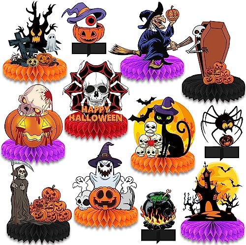 Halloween Honeycomb Centerpieces Black Orange Bloody Set - Table Decor