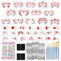 Metuu Red Halloween Face Paint Stencil Kit - Reusable Templates, Brushes & Accessories