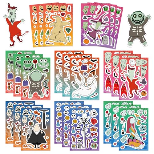 Make a Face Stickers Pack - Pink, 24 Sheets, Halloween & Holiday Party Decor
