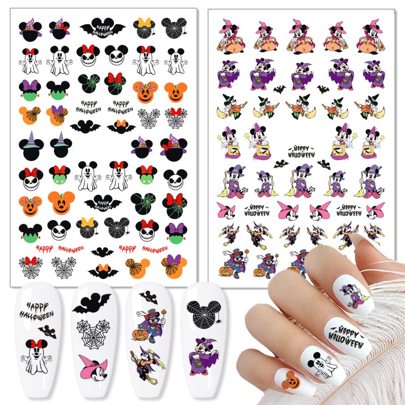 Halloween Nail Art Stickers Decals 8 Sheets Gothic Ghost Spider Web - Style 01