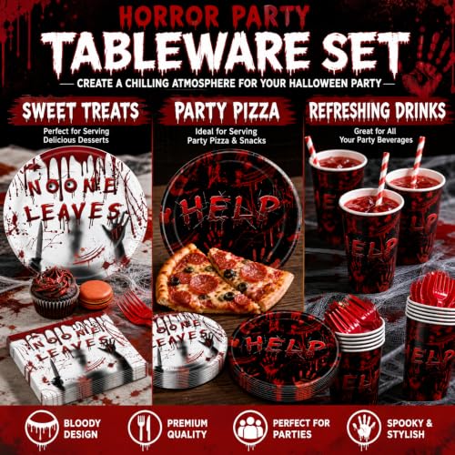 Halloween Party Supplies 24 Guests Dinnerware Set - Horror Themed, Edgy Design, Variation: Halloween 01
