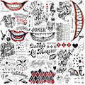 JOEHAPY JokerHQ Halloween Temporary Tattoo Stickers - 6 Sheets Face & Body Decals