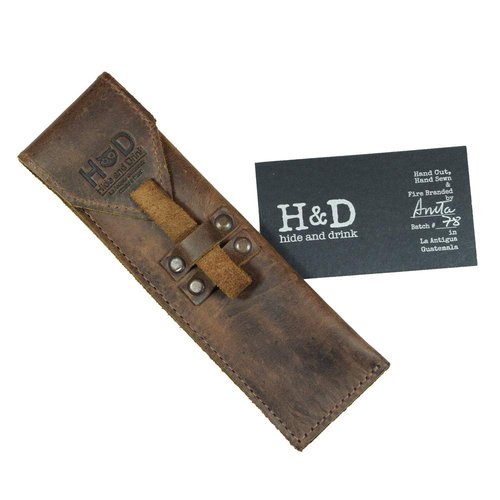 Rustic Leather Straight Razor Case Handmade by Hide & Drink (Bourbon Brown)