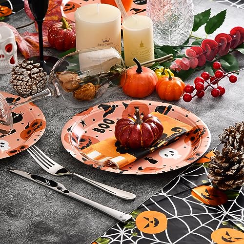 30 Pack Halloween Paper Plates for Parties 9x9 Inch Durable & Festive