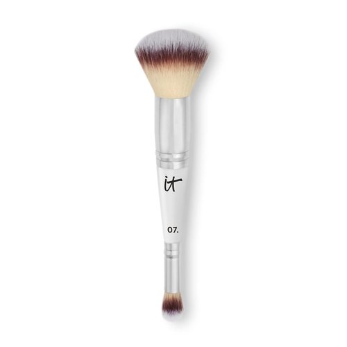 IT Cosmetics Heavenly Luxe Complexion Perfection Brush #7 - Dual-Ended Makeup Brush for Flawless Foundation & Contour, Ultra-Soft Synthetic Fibers