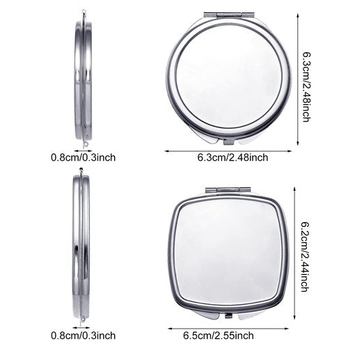 Jetec 12 Pcs Sublimation Blanks Compact Mirror Bulk Transfer Folding Pocket Makeup Double Sided Handheld Mirror Round Square Sublimation for Purse Travel