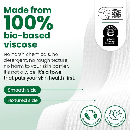 Clean Skin Club Clean Towels® XL Sensitive Skin | Ultra-Soft Disposable Face Towels Infused with Aloe & Glycerin | Dermatologist-Approved Towels for Sensitive Skin, Makeup Remover Dry Wipes, 50 count