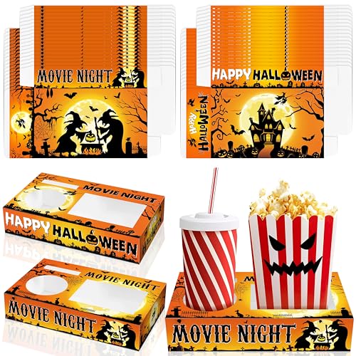 36-Pack Halloween Snack Trays with Drink Holders for Movie Night & Parties