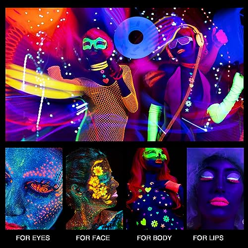 Neon White Face Paint - Water Based Glow Blacklight Makeup for Adults & Kids - 1.05oz