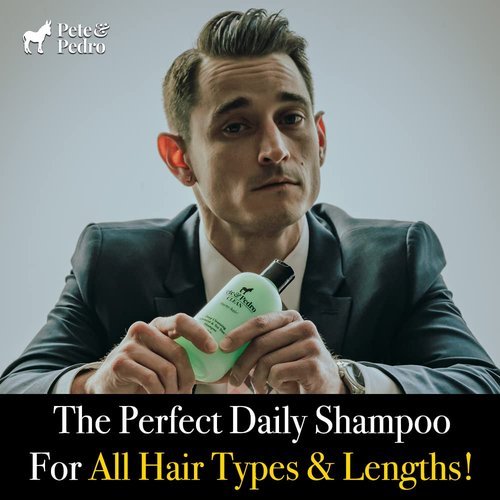 Pete & Pedro CLEAN Shampoo - Deep Cleansing Tea Tree Oil & Peppermint Formula for All Hair Types | 8.5 oz | Dandruff & Greasy Hair Relief
